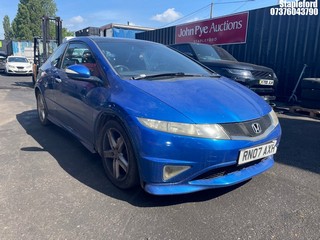 Location: Stapleford - 2007 HONDA CIVIC TYPE-S GT I-CTDI 3 Door Hatchback REG: RN07AXH, Keys: Yes, MOT Expiry date: 01/07/2026, 2204 Diesel, 6 Speed Manual Diesel, Former Keepers: 7