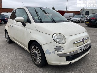 Location: Nottingham - 2012 FIAT 500 LOUNGE 3 Door Hatchback REG: PK12ONP, Keys: No, MOT Expiry date: 20/02/2026, 1242 Petrol, 5 Speed Manual Petrol, Former Keepers: 4