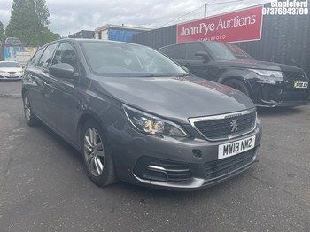 Location: Stapleford - 2018 PEUGEOT 308 ACTIVE SW S/S Estate REG: MW18NMZ, Keys: Yes, MOT Expiry date: 05/09/2026, 1200 Petrol, 6 Speed Manual Petrol, Former Keepers: 7