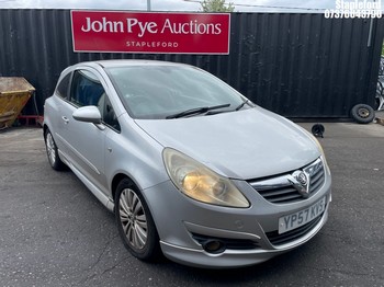 Location: Stapleford - 2007 VAUXHALL CORSA DESIGN 3 Door Hatchback REG: YP57KVS, Keys: Yes, MOT Expiry date: 20/11/2026, 1229 Petrol, 5 Speed Manual Petrol, Former Keepers: 7
