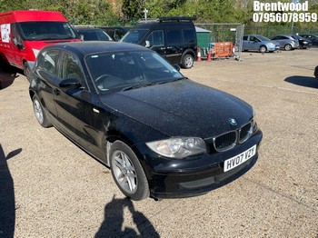 Location: Brentwood - 2007 BMW 116I ES 5 Door Hatchback REG: HV07VZY, Keys: No, MOT Expiry date: 02/05/2026, 1596 Petrol, 6 Speed Manual Petrol, Former Keepers: 11