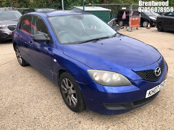 Location: Brentwood - 2007 MAZDA 3 TS2 5 Door Hatchback REG: KH07ZHD, Keys: No, MOT Expiry date: 27/04/2026, 1598 Petrol, 5 Speed Manual Petrol, Former Keepers: 13