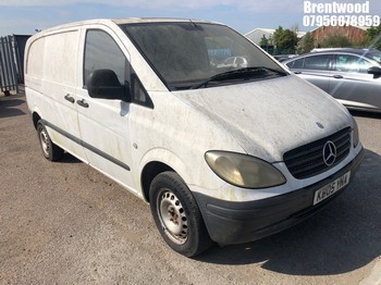 Location: Brentwood - 2005 MERCEDES VITO 115 CDI COMPACT Panel Van REG: KB05YNA, Keys: No, MOT Expiry date: 19/04/2023, 2148 Diesel, 6 Speed Manual Diesel, Former Keepers: 7