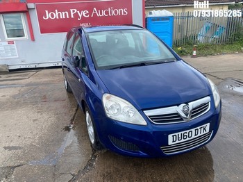 Location: Hull - 2010 VAUXHALL ZAFIRA EXCLUSIV CDTI EFLX MPV REG: DU60DTK, Keys: No, MOT Expiry date: 03/06/2025, 1686 Diesel, 6 Speed Manual Diesel, Former Keepers: 13
