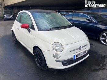 Location: Hayes - 2010 FIAT 500 LOUNGE 3 Door Hatchback REG: WP60UAK, Keys: No, MOT Expiry date: 01/01/2027, 1242 Petrol, 5 Speed Manual Petrol, Former Keepers: 7