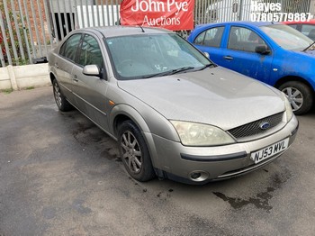 Location: Hayes - 2003 FORD MONDEO ZETEC 5 Door Hatchback REG: NJ53MVL, Keys: No, MOT Expiry date: 17/05/2026, 1798 Petrol, 5 Speed Manual Petrol, Former Keepers: 6