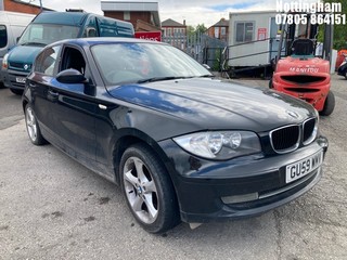 Location: Nottingham - 2009 BMW 118D SPORT 5 Door Hatchback REG: GU59WMV, Keys: No, MOT Expiry date: 03/04/2027, 1995 Diesel, 6 Speed Manual Diesel, Former Keepers: 6