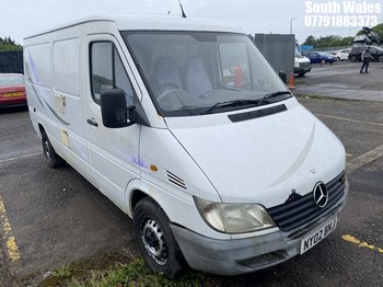 Location: South Wales - 2002 MERCEDES SPRINTER 308 CDI MWB Panel Van REG: NY02BNJ, Keys: No, MOT Expiry date: 12/12/2018, 2151 Diesel, 5 Speed Manual Diesel, Former Keepers: 11
