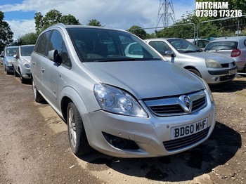 Location: Mitcham - 2010 VAUXHALL ZAFIRA DESIGN MPV REG: BD60WHF, Keys: No, MOT Expiry date: 08/09/2026, 1598 Petrol, 5 Speed Manual Petrol, Former Keepers: 5