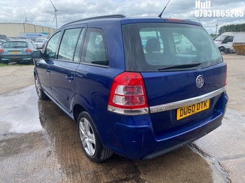 Location: Hull - 2010 VAUXHALL ZAFIRA EXCLUSIV CDTI EFLX MPV REG: DU60DTK, Keys: No, MOT Expiry date: 03/06/2025, 1686 Diesel, 6 Speed Manual Diesel, Former Keepers: 13