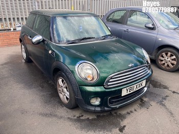 Location: Hayes - 2011 MINI ONE 3 Door Hatchback REG: YB11XXK, Keys: No, MOT Expiry date: 22/12/2026, 1598 Petrol, 6 Speed Manual Petrol, Former Keepers: 5