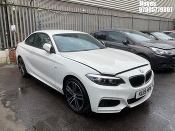 Location: Hayes - 2019 BMW 218I M SPORT Coupe REG: KU19HPM, Keys: No, MOT Expiry date: 09/03/2026, 1499 Petrol, 6 Speed Manual Petrol, Former Keepers: 5
