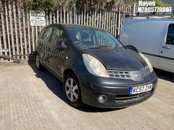 Location: Hayes - 2007 NISSAN NOTE ACENTA MPV REG: KC57ZVN, Keys: No, MOT Expiry date: 29/11/2024, 1386 Petrol, 5 Speed Manual Petrol, Former Keepers: 7