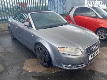 Location: Belvedere - 2007 AUDI A4 T FSI S LINE Convertible REG: M80DPL, Keys: No, MOT Expiry date: 18/04/2026, 1984 Petrol, 6 Speed Manual Petrol, Former Keepers: 4
