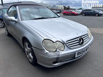 Location: Belvedere - 2004 MERCEDES CLK 240 ELEGANCE AUTO Convertible REG: RK04MFV, Keys: No, MOT Expiry date: 10/09/2025, 2597 Petrol, automatic, Former Keepers: 4