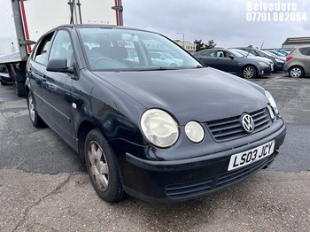 Location: Belvedere - 2003 VOLKSWAGEN POLO SE AUTO 5 Door Hatchback REG: LS03JCY, Keys: No, MOT Expiry date: 13/04/2027, 1390 Petrol, 4 Speed Auto Petrol, Former Keepers: 6
