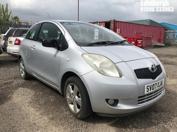 Location: Edinburgh - 2007 TOYOTA YARIS T SPIRIT 3 Door Hatchback REG: SV07XJA, Keys: No, MOT Expiry date: 29/01/2026, 1296 Petrol, 5 Speed Manual Petrol, Former Keepers: 3
