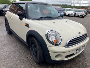 Location: Nottingham - 2010 MINI FIRST 3 Door Hatchback REG: BV10TZP, Keys: No, MOT Expiry date: 10/11/2025, 1397 Petrol, 6 Speed Manual Petrol, Former Keepers: 4