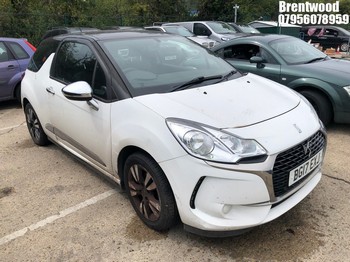 Location: Brentwood - 2017 DS DS3 CHIC PURETECH 3 Door Hatchback REG: BG17EXJ, Keys: No, MOT Expiry date: 02/01/2026, 1200 Petrol, 5 Speed Manual Petrol, Former Keepers: 2