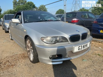 Location: Mitcham - 2004 BMW 320CI SPORT Convertible REG: G3NYK, Keys: No, MOT Expiry date: 12/03/2026, 2171 Petrol, 5 Speed Manual Petrol, Former Keepers: 5