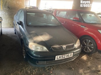 Location: Hayes - 2002 VAUXHALL ASTRA SXI 16V 5 Door Hatchback REG: LK52HLX, Keys: No, MOT Expiry date: 20/02/2026, 1598 Petrol, 5 Speed Manual Petrol, Former Keepers: 5