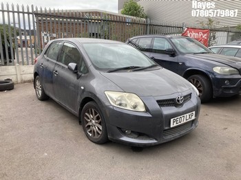 Location: Hayes - 2007 TOYOTA AURIS TR VVT-I 5 Door Hatchback REG: PE07LXP, Keys: No, MOT Expiry date: 19/05/2024, 1598 Petrol, 5 Speed Manual Petrol, Former Keepers: 3