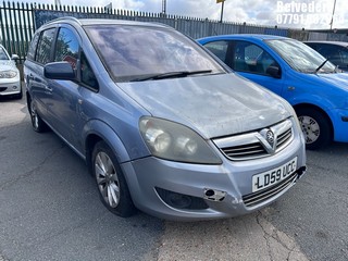 Location: Belvedere - 2009 VAUXHALL ZAFIRA ACTIVE PLUS MPV REG: LD59UCC, Keys: No, MOT Expiry date: 07/12/2026, 1796 Petrol, 5 Speed Manual Petrol, Former Keepers: 4