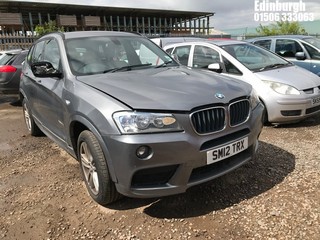 Location: Edinburgh - 2012 BMW X3 XDRIVE20D M SPORT AUTO Estate REG: SM12TRX, Keys: No, MOT Expiry date: 25/08/2026, 1995 Diesel, 8 Speed Auto Diesel, Former Keepers: 1