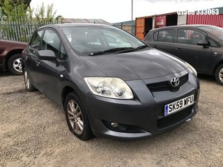 Location: Edinburgh - 2009 TOYOTA AURIS TR STOPSTART VVTI 5 Door Hatchback REG: SK59WFU, Keys: No, MOT Expiry date: 03/12/2026, 1329 Petrol, 6 Speed Manual Petrol, Former Keepers: 4