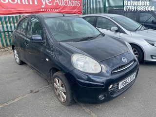 NOTE: ATF Registered Buyers ONLY - Location: Belvedere - 2012 NISSAN MICRA ACENTA CVT 5 Door Hatchback REG: HG62EUP, Keys: No, 1198 Petrol, Variable Speed Auto Petrol, Former Keepers: 5