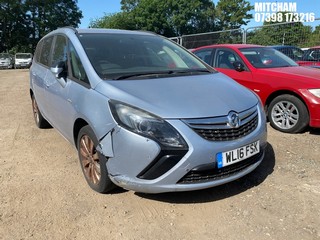 Location: Mitcham - 2016 VAUXHALL ZAFIRA TOURER DESIGN MPV REG: WL16FSK, Keys: No, MOT Expiry date: 22/09/2025, 1364 Petrol, 6 Speed Manual Petrol, Former Keepers: 3