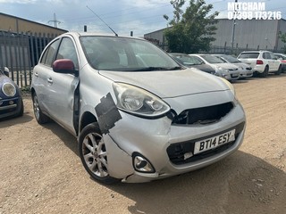 Location: Mitcham - 2014 NISSAN MICRA ACENTA 5 Door Hatchback REG: BT14ESY, Keys: No, MOT Expiry date: 13/03/2026, 1198 Petrol, 5 Speed Manual Petrol, Former Keepers: 5