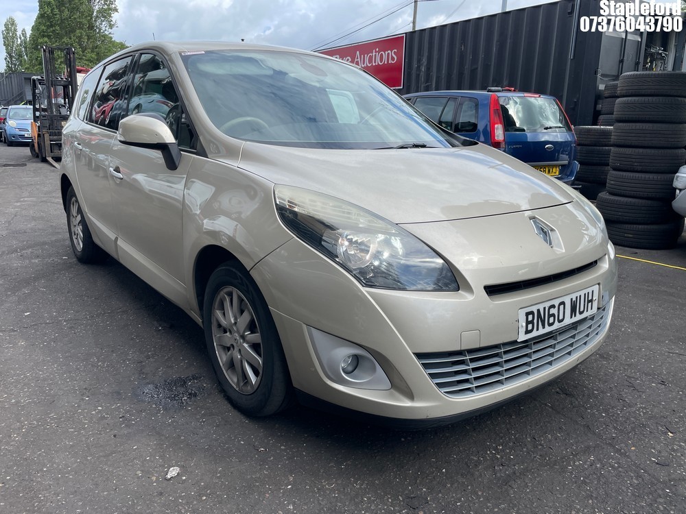 Location: Stapleford - 2010 RENAULT GSCENIC PRIVILEGE T-T DCI MPV REG: BN60WUH, Keys: Yes, MOT Expiry date: 31/01/2027, 1461 Diesel, 6 Speed Manual Diesel, Former Keepers: 4