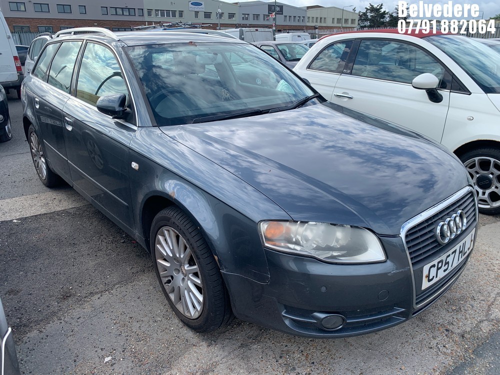 Location: BELVEDERE - 2007 AUDI A4 SE Estate REG: CP57HLJ, 1984cc Petrol, 5 Speed Manual Petrol, Former Keepers: 4, Keys: No, MOT: Expiry date15/01/2027
