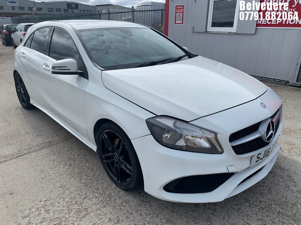 Location: Belvedere - 2016 MERCEDES-BENZ A 180 AMG LINE EXECUTIVE 5 DOOR HATCHBACK REG: SJ16DXS, 1595cc PETROL, 7 SPEED AUTO PETROL, Former Keepers: 3, Keys: Yes, MOT Expiry date: 14.12.2026