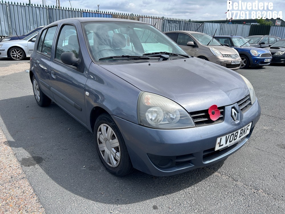 Location: Belvedere - 2008 RENAULT CLIO CAMPUS 8V 5 Door Hatchback REG: LV08BKF, Keys: No, MOT Expiry date: 31/08/2026, 1149 Petrol, 5 Speed Manual Petrol, Former Keepers: 4