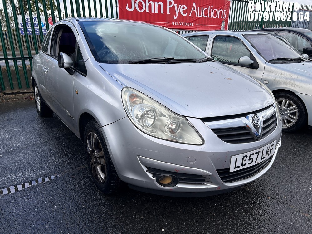 Location: Belvedere - 2007 VAUXHALL CORSA CLUB A/C 3 Door Hatchback REG: LC57LKF, Keys: No, MOT Expiry date: 28/07/2026, 1229 Petrol, 5 Speed Manual Petrol, Former Keepers: 8
