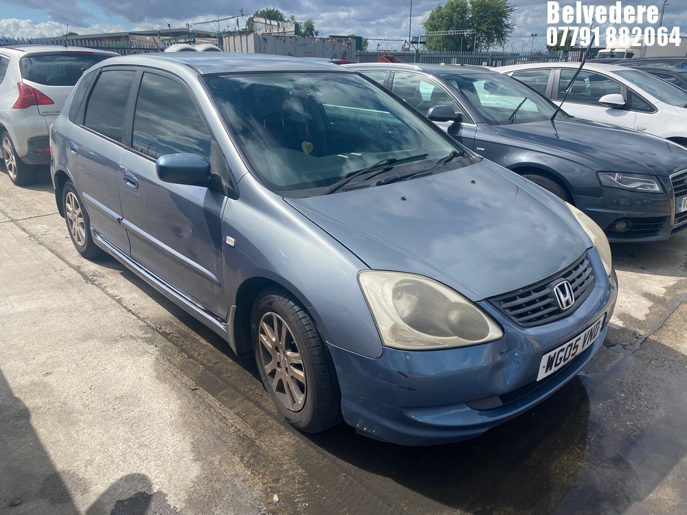 Location: Belvedere - 2005 HONDA CIVIC SE 5 Door Hatchback REG: WG05VND, Keys: No, MOT Expiry date: 27/11/2024, 1590 Petrol, 5 Speed Manual Petrol, Former Keepers: 7