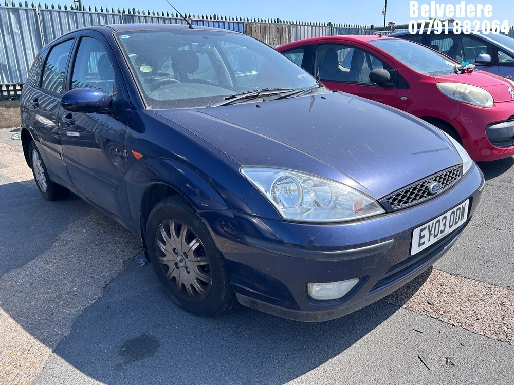 Location: Belvedere - 2003 FORD FOCUS GHIA 5 Door Hatchback REG: EY03ODW, Keys: No, MOT Expiry date: 25/07/2026, 1596 Petrol, 5 Speed Manual Petrol, Former Keepers: 4