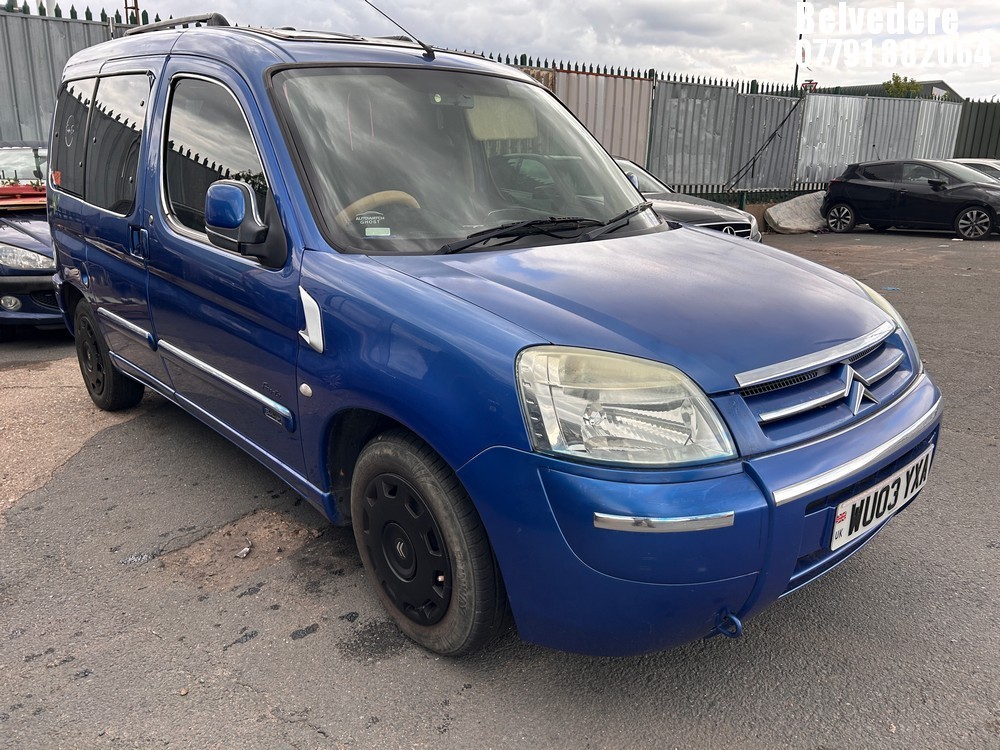 Location: Belvedere - 2003 CITROEN BERLINGO M-SPACE FORTE D Estate REG: WU03YXA, Keys: No, MOT Expiry date: 02/07/2026, 1868 Diesel, 5 Speed Manual Diesel, Former Keepers: 5