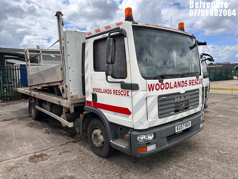 Location: Belvedere - 2008 MAN TGL Flat Lorry REG: EU57RGV, Keys: No, MOT Expiry date:, 4580 Diesel, Manual Diesel, Former Keepers: 4