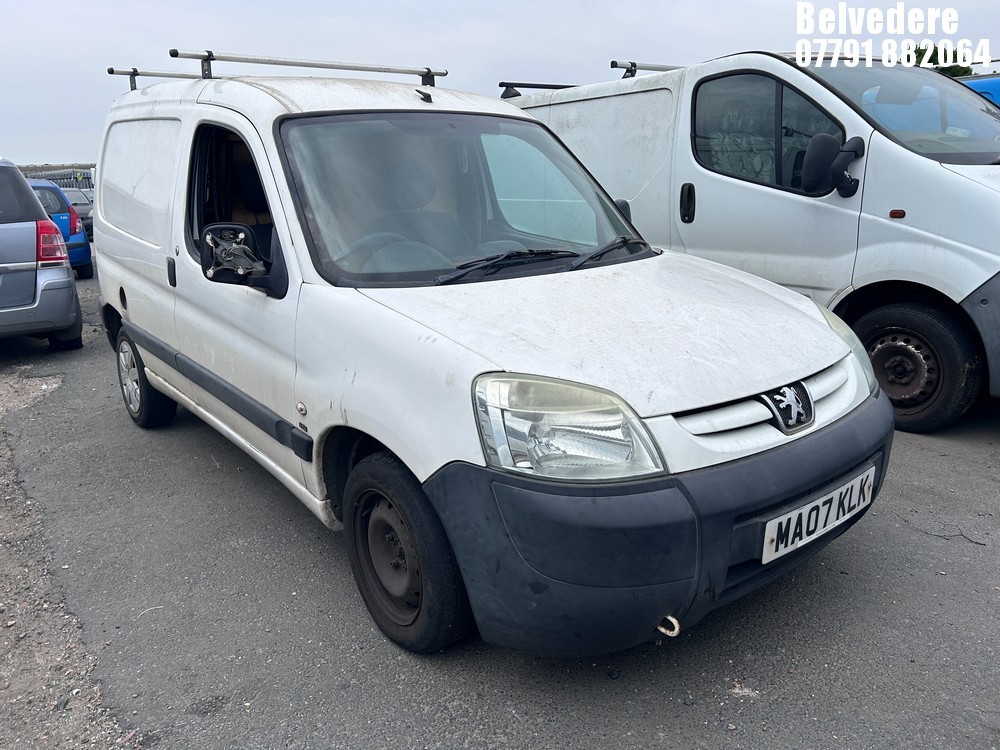 Location: Belvedere - 2007 PEUGEOT PARTNER LX800 66KW Car Derived Van REG: MA07KLK, Keys: No, MOT Expiry date: 28/03/2025, 1560 Diesel, 5 Speed Manual Diesel, Former Keepers: 6