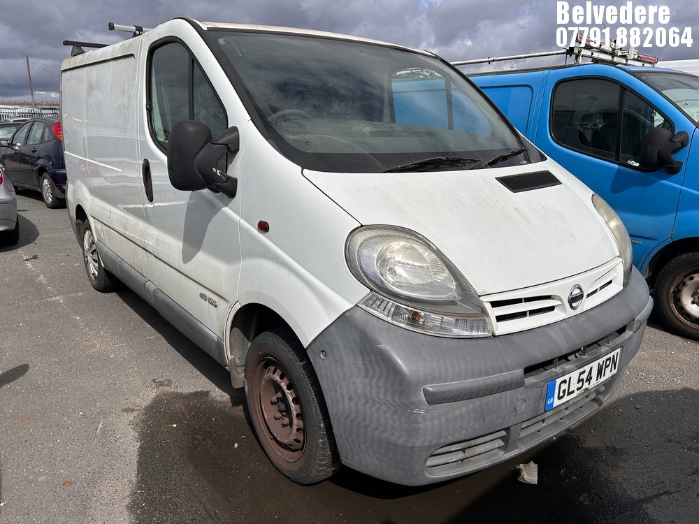 Location: Belvedere - 2005 NISSAN PRIMASTAR SE DCI100 SWB Panel Van REG: GL54WPN, Keys: No, MOT Expiry date: 14/02/2026, 1870 Diesel, 6 Speed Manual Diesel, Former Keepers: 7
