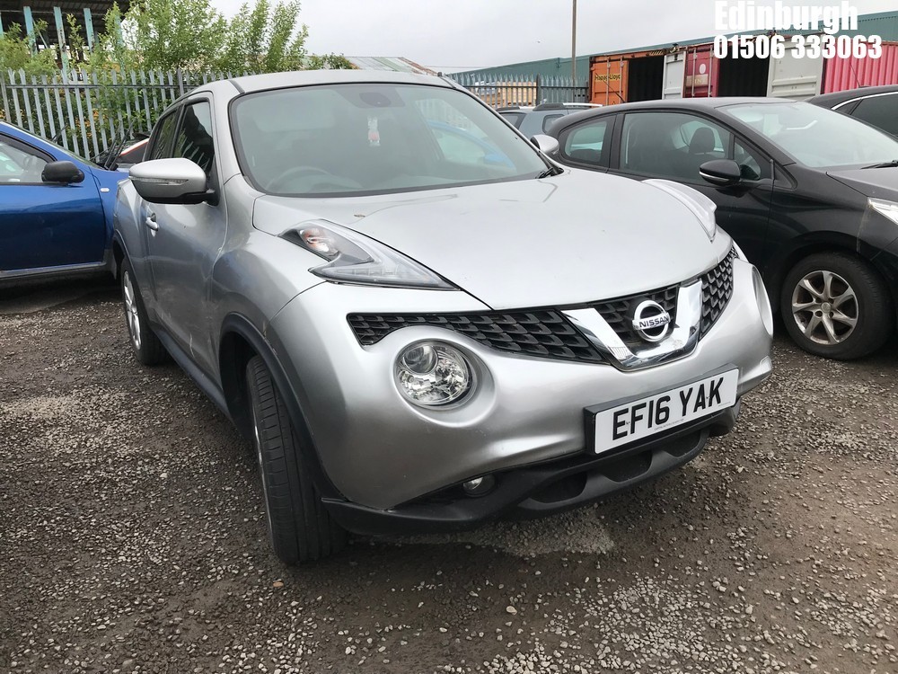 Location: Edinburgh - 2016 NISSAN JUKE N-CONNECTA DIG-T 5 Door Hatchback REG: EF16YAK, Keys: No, MOT Expiry date: 03/09/2026, 1197 Petrol, 6 Speed Manual Petrol, Former Keepers: 3
