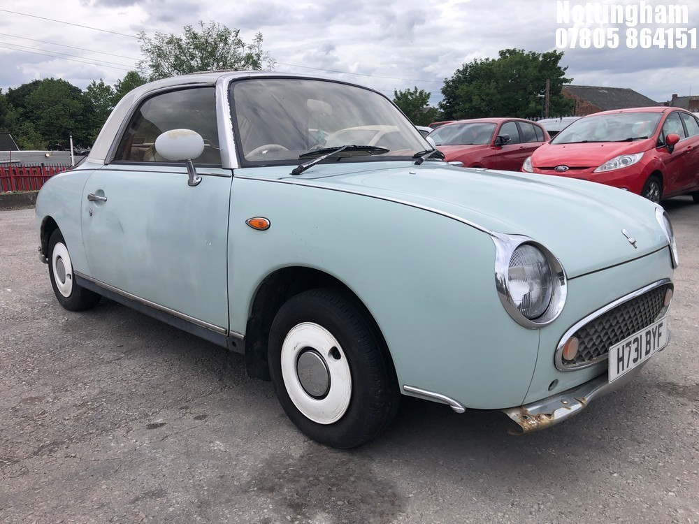 Location: Nottingham - 1991 NISSAN FIGARO CONVERTIBLE REG: H731BYF, 980cc PETROL, AUTOMATIC, Former Keepers: 3, Keys: No, MOT Expiry date: 26/02/2026