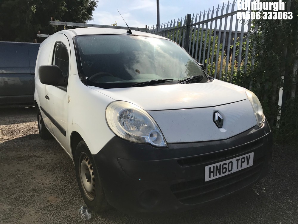Location: Edinburgh - 2010 RENAULT KANGOO ML20 PLUS DCI 70 Panel Van REG: HN60TPV, Keys: No, MOT Expiry date: 10/09/2025, 1461 Diesel, 5 Speed Manual Diesel, Former Keepers: 6