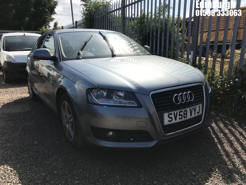 Location: Edinburgh - 2008 AUDI A3 SE 158 TFSI 5 Door Hatchback REG: SV58VYJ, Keys: No, MOT Expiry date: 13/09/2025, 1798 Petrol, 6 Speed Manual Petrol, Former Keepers: 6