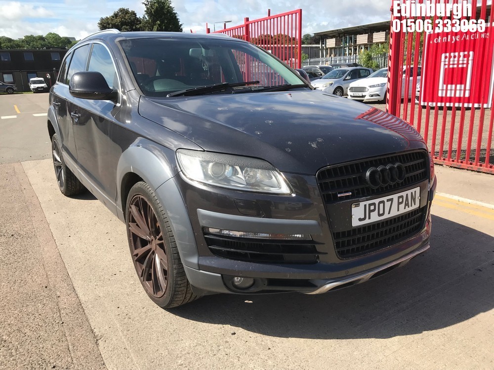 Location: Edinburgh - 2007 AUDI Q7 LE TDI QUATTRO A Estate REG: JP07PAN, Keys: No, MOT Expiry date: 27/05/2026, 2967 Diesel, 6 Speed Auto Diesel, Former Keepers: 10