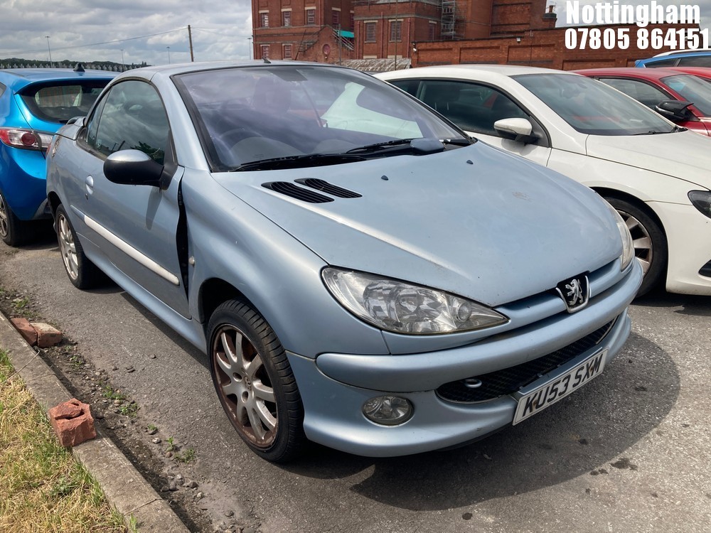 Location: Nottingham - 2003 PEUGEOT 206 CC Coupe REG: KU53SXM, Keys: No, MOT Expiry date: 28/12/2025, 1997 Petrol, 5 Speed Manual Petrol, Former Keepers: 4