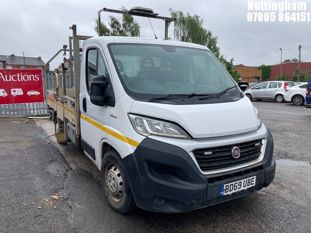 Location: Nottingham - 2019 FIAT DUCATO 35 MULTIJET II Dropside Lorry REG: BD69UBE, Keys: No, MOT Expiry date: 04/12/2025, 2287 Diesel, 6 Speed Manual Diesel, Former Keepers: 2